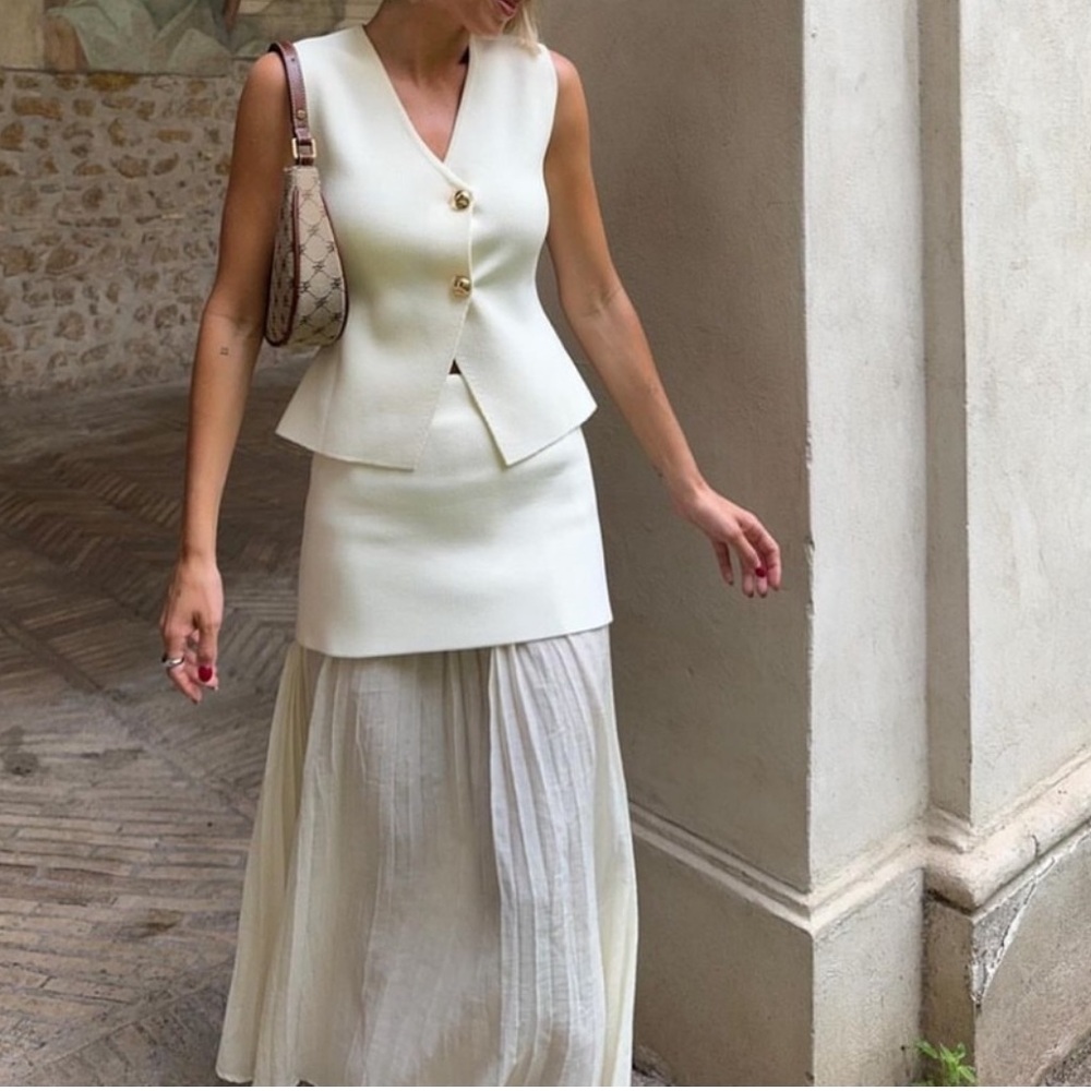 Zara MIXED PLEATED KNIT SKIRT